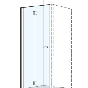 Paroi pliante diagonale Koralle S400 Plus Couleur d‘argent Verre clair Expédié Aujourd'hui